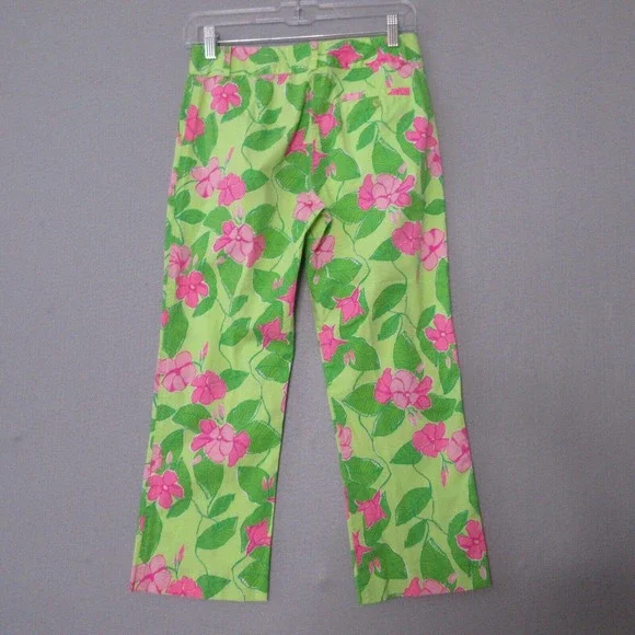Vintage Lilly Pulitzer Pants Floral Pink Green - Picture 5 of 14